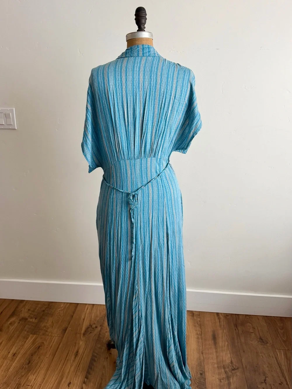 Free People Rowan Maxi Dress Size Small Blue Stripe